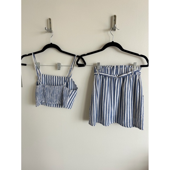 Blue and White Striped Matching set top and skirt - Picture 2 of 5